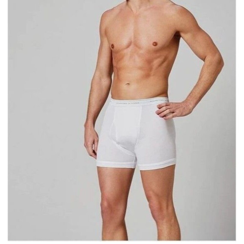 NEW 4 Pair RoundTree & Yorke Boxer Briefs Men's 100% Cotton, White, Size 38